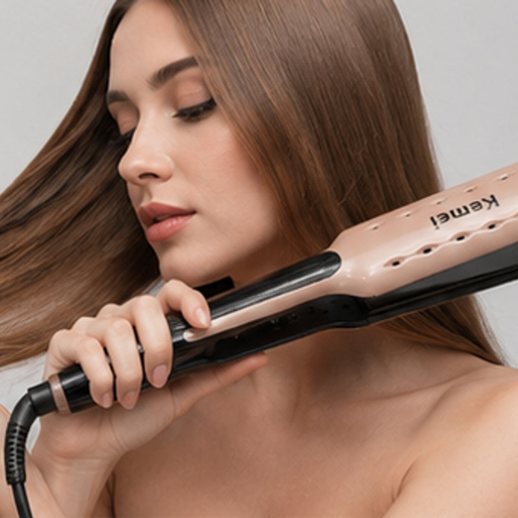 Lisseur Kemei Haute Température 450°C – Anti-Frisottis & Brillance Parfaite § مكواة شعر كيمي احترافية 450 درجة – سيراميك عالي الجودة