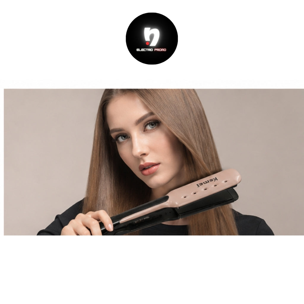 Lisseur Kemei Haute Température 450°C – Anti-Frisottis & Brillance Parfaite § مكواة شعر كيمي احترافية 450 درجة – سيراميك عالي الجودة