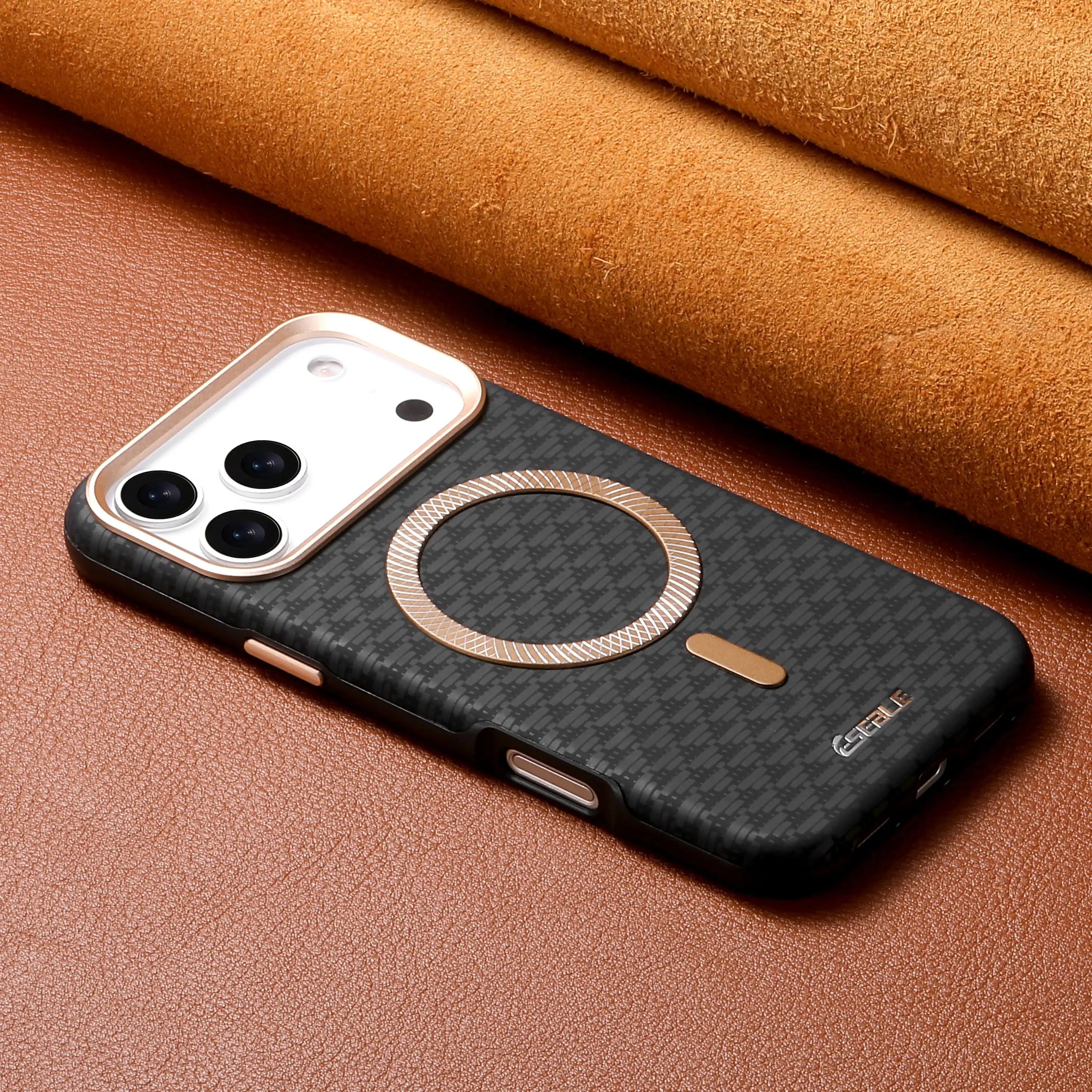 Coque Magnétique Premium Style Class – Design Élégant avec Anneau Métallique Compatible MagSafe