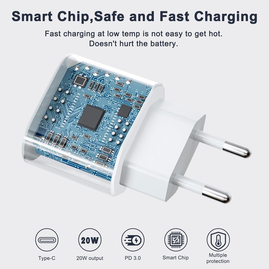 Adaptateur Secteur USB-C 20W Charge Rapide Pro pour iPhone 🔥  | Câble Offert 🎁 + Livraison Gratuite 📦