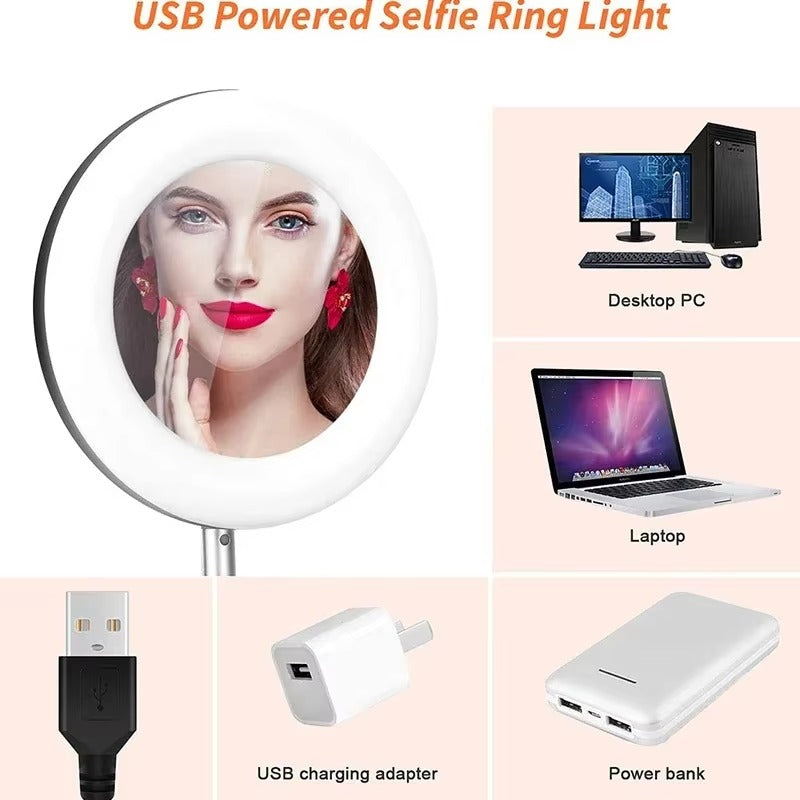 Miroir LED HD USB-C – Rotation 360° avec Support Téléphone 🔥