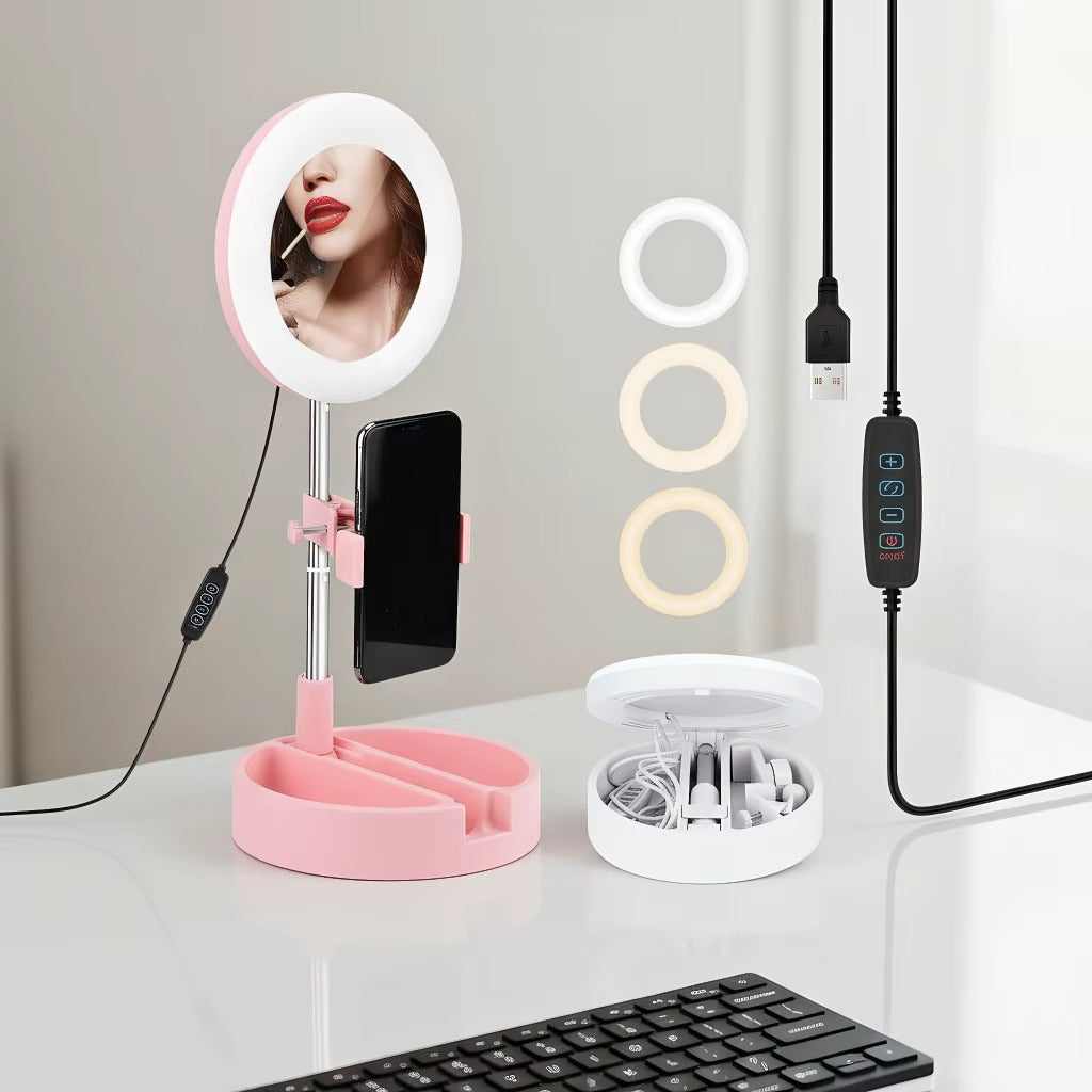 Miroir LED HD USB-C – Rotation 360° avec Support Téléphone 🔥